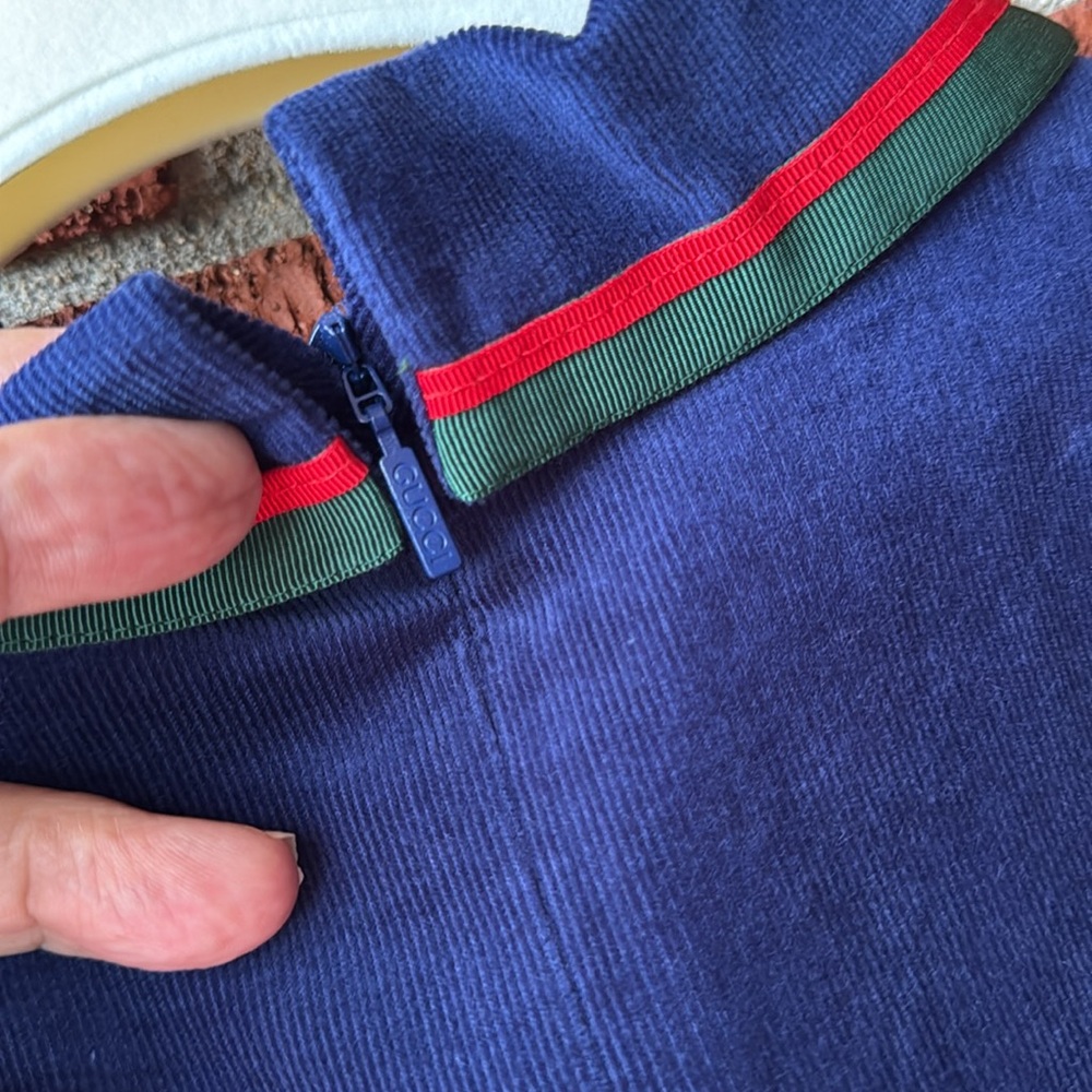 Gucci girl dress RIBBON CORDUROY short sleeve blue NWT - Picture 7 of 9